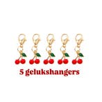 5 gelukshangers - kersen - cherry - kers -- liefde - goud..., Handtassen en Accessoires, Bedels, Ophalen of Verzenden, Nieuw