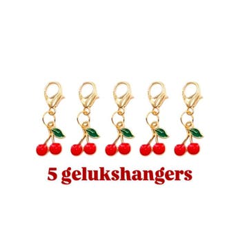 5 gelukshangers - kersen - cherry - kers -- liefde - goud..., Handtassen en Accessoires, Bedels, Ophalen of Verzenden, Nieuw