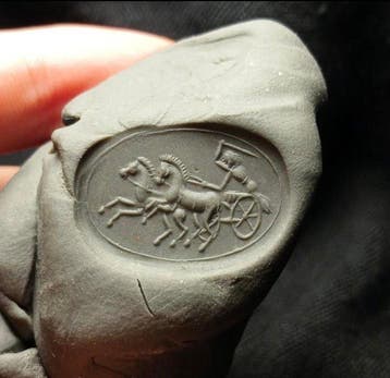 Replica van Oud-Romeinse jaspis / hardsteenagaat Intaglio