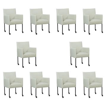 Set van 10 Leren eetkamerstoelen Desire - Toledo Nebbia, Ophalen of Verzenden, Nieuw, Leer, Eén