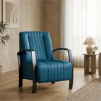 Leren fauteuil Glamour - Hermes Turquoise (blauw), Ophalen of Verzenden