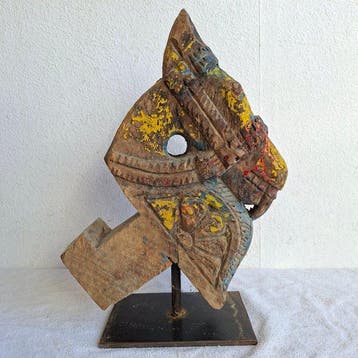 Decoratief ornament - Paardenhoofd - India - Tempelfragment