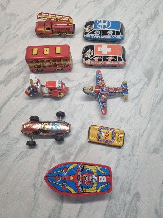 Lot of 9x 50s / 60s vintage small tin toys - Speelgoed, Antiek en Kunst, Antiek | Speelgoed