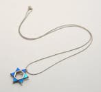 Opaal - 925 zilver - Davids Joodse Ster - Judaica - Blauwe, Antiek en Kunst
