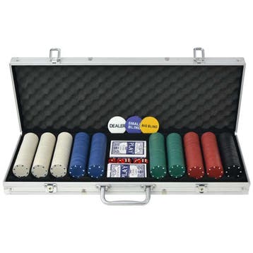 vidaXL Pokerset met 500 chips aluminium, Hobby en Vrije tijd, Verzenden, Nieuw