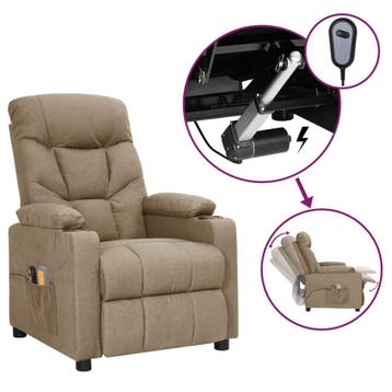 vidaXL Massagestoel elektrisch stof taupe, Verzenden, Nieuw