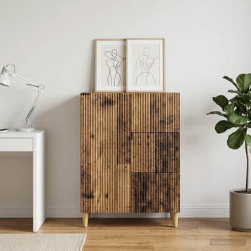 vidaXL Dressoir met lade Oud hout 66 x 34,5 x 90 cm Bewerkt, Huis en Inrichting, Kasten | Dressoirs, Verzenden, Nieuw