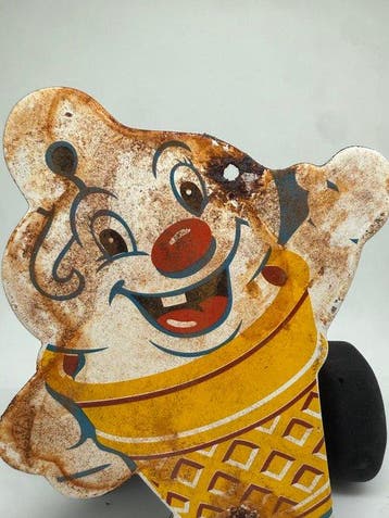 Vintage emaille softijs reclamebord – IJs / Ice Cream –