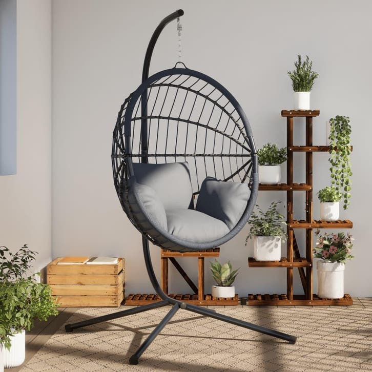 vidaXL Standaard voor hangstoel zonder mand staal zwart, Tuin en Terras, Overige Tuin en Terras, Nieuw, Verzenden