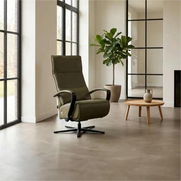 Leren relaxfauteuil Matrix - Massif Olive (olijf/groen) -, Nieuw, Ophalen of Verzenden, 50 tot 75 cm, Industrieel, Modern