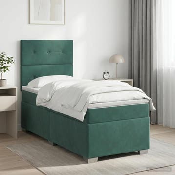 vidaXL Boxspringbed met matras Donkergroen 90 x 200 cm, Verzenden