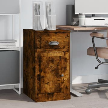 vidaXL Bijzetkast met lade 40x50x75 cm bewerkt hout gerookt, Verzenden