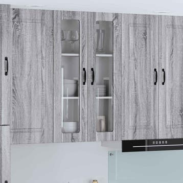 vidaXL Wandglas Kasten LUCCA Grijs sonoma 60 x 31 x 100 cm, Verzenden, Nieuw