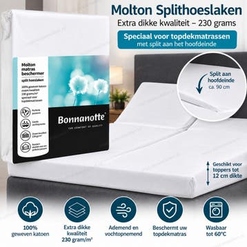 Molton split voor topper - 160/200, Overige typen