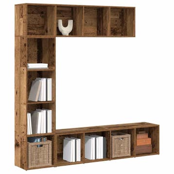 vidaXL Boekenkasten 3 st bewerkt hout oud houtkleurig, Verzenden