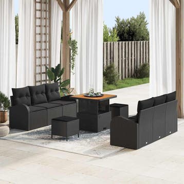 vidaXL Tuinbank Set 9 st 8-Aantal zitplaatsen Zwart, Verzenden