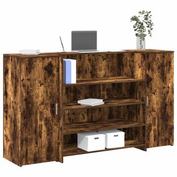 vidaXL Receptiebalie 180x50x103,5 cm bewerkt hout gerookt, Verzenden