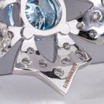 Halsketting - 14 karaat Witgoud - 3.13ct. tw. Blauw Diamant