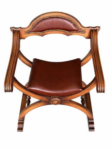 Fauteuil - Hout, Leder - Savonarola