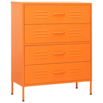 Ladekast staal oranje | Tweede kansje | OP = OP, Huis en Inrichting, Kasten | Ladekasten, Verzenden, 100 tot 150 cm, 50 tot 100 cm