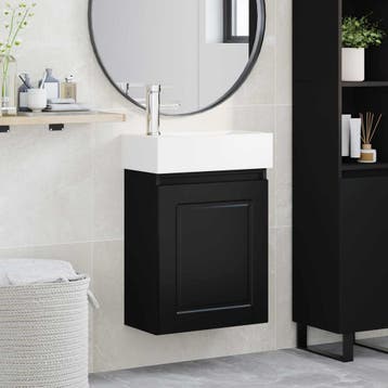vidaXL Badkamermeubel met kraan Zwart 45,5 x 22,5 x 84 cm, Verzenden, Nieuw