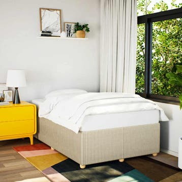 vidaXL Bedframe zonder matras 120x200 cm stof crèmekleurig, Verzenden