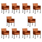 Set van 10 Leren eetkamerstoelen More - Rancho Cognac, Ophalen of Verzenden, Nieuw, Leer, Eén
