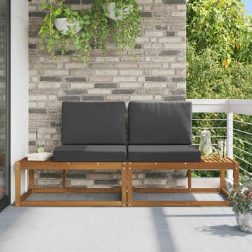 vidaXL Buiten eindsofa met kussen 2 Stuk Natuurlijk en, Verzenden, Nieuw
