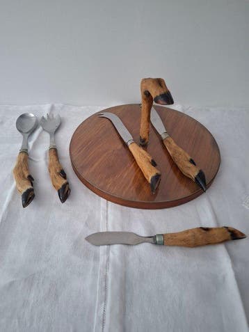 Pattes de chevreuil - Dienblad (6) - RVS, glas, hout -