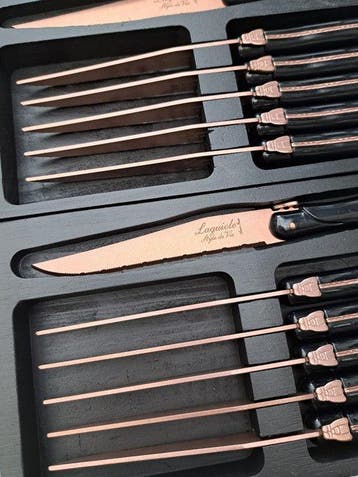 Laguiole - 12x Steak Knives - Copper Red - Style de -