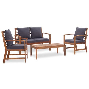 vidaXL 4-delige Loungeset met kussens massief acaciahout, Verzenden, Loungeset