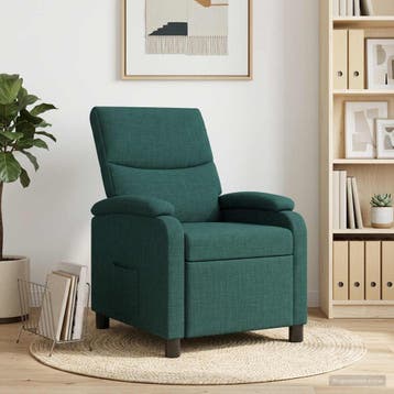 vidaXL Recliner Donkergroen Stof, Huis en Inrichting, Fauteuils, Verzenden, Nieuw