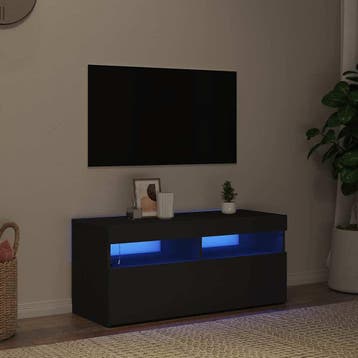 vidaXL Tv-meubel met LED-verlichting 90x35x40 cm zwart, Verzenden