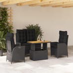 vidaXL 4-delige Tuinset met kussens poly rattan zwart, Verzenden, Nieuw, Tuinset