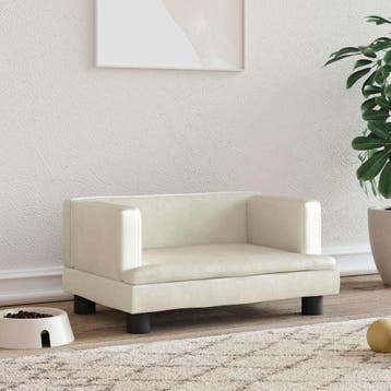 vidaXL Hondenmand 60x40x30 cm fluweel crèmekleurig, Verzenden, Nieuw