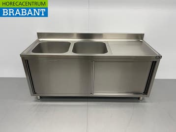 Acier inoxydable Double table dévier 2 portes coulissantes, Verzenden