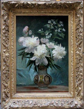 Jacques Jobbé-Duval (1854-194) - Peonies in a ceramic vase