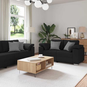 vidaXL bank / zetel 2 st Zwart Stof, Verzenden, Nieuw