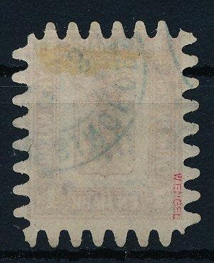 Finland 1858 - Wapenafbeelding 1 Mark geelbruin, Doorstich C