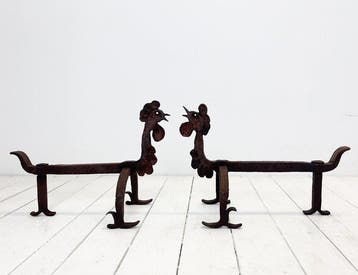 Chenet (2) - Fer forgé - Art populaire