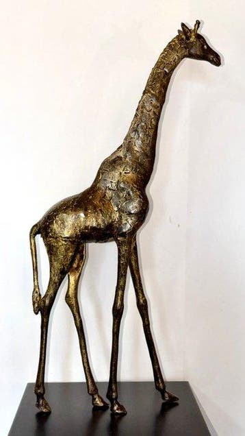Abdoulaye Derme - sculptuur, Grande Girafe - 64 cm - Brons