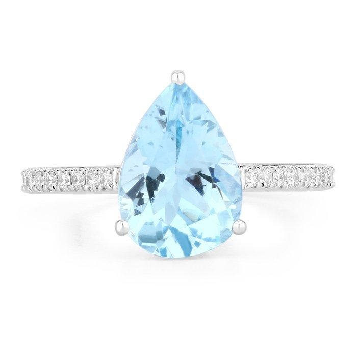 Bague - 14 carats Or blanc - 2.76ct. tw. Aigue-marine -, Bijoux, Sacs & Beauté, Bagues