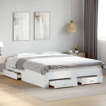 vidaXL Bedframe met lades bewerkt hout wit 140x200 cm, Verzenden