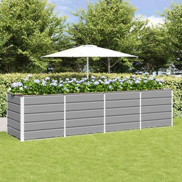 vidaXL Plantenbak Lichtgrijs 320 x 80 x 75 cm Staal, Verzenden, Nieuw