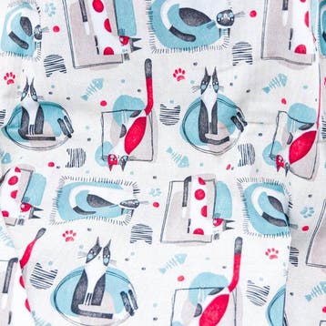 BA249 - Stof “Cats in the Room” – Fantasieprint met katten -