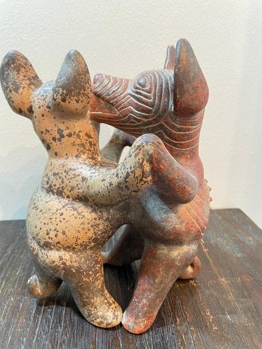 Figurine - Colima dansende honden - Faïence, Antiquités & Art, Curiosités & Brocante
