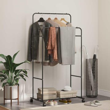 vidaXL Kledingrek Zwart 80 x 53 x 156 cm, Verzenden