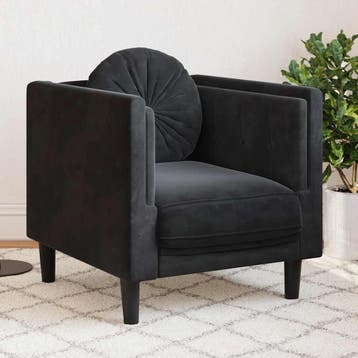 vidaXL Fauteuil met kussen fluweel zwart, Verzenden, Nieuw