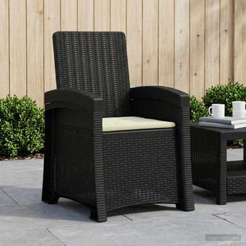 vidaXL Ligstoel Rieten Look Antraciet- en crèmekleurig PP, Verzenden, Nieuw
