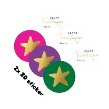 60 stickers - 30x stars + 30x fijne feestdagen - sluitzeg..., Verzenden, Nieuw, Meerdere stickers